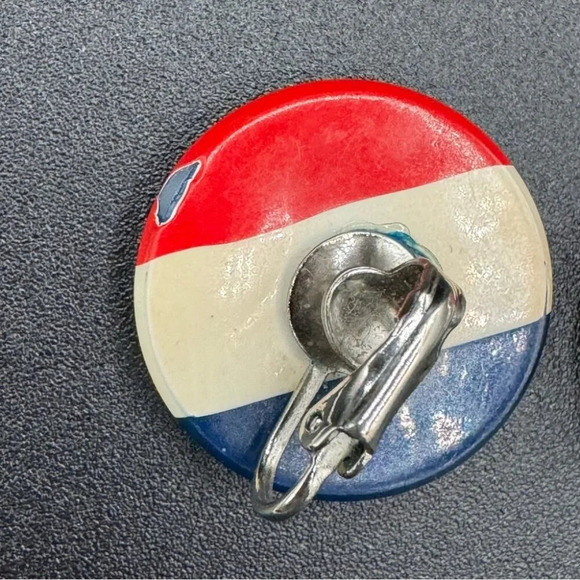 Patriotic Vintage  Red White and Blue Enamel Clip On Earrings - Picture 8 of 9